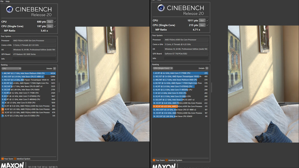 Результат розгону AMD FX 6300 у Cinebench R20