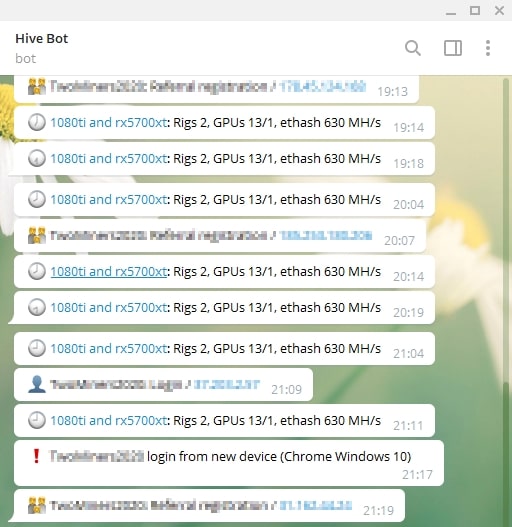 Сповіщення в Telegram у Hive OS