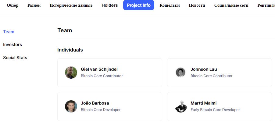 Project Info in Coinmarketcap