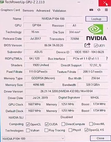 P104-100 GPU-Z