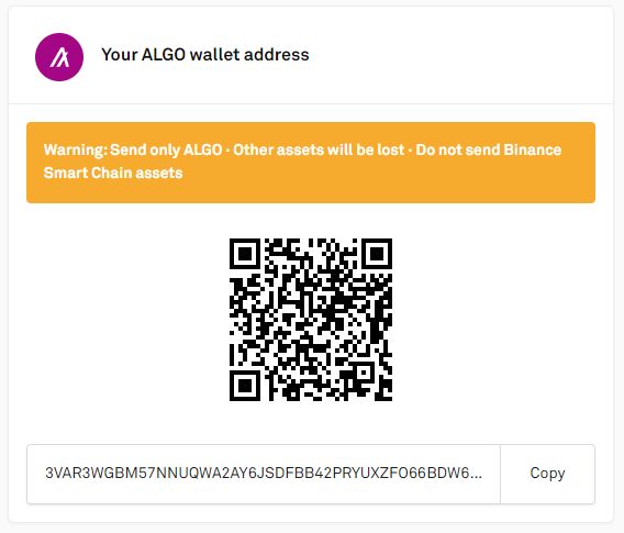 Адрес кошелька ALGO на Coinlist