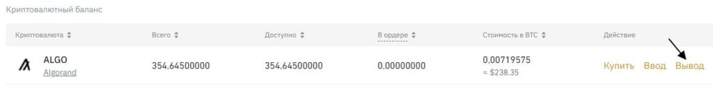 Перевод ALGO с Bybit на Coinlist