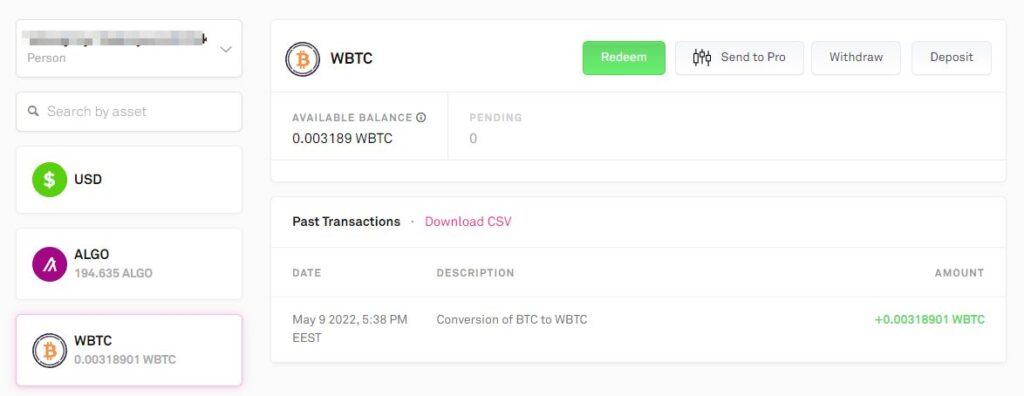 Redeem WBTC