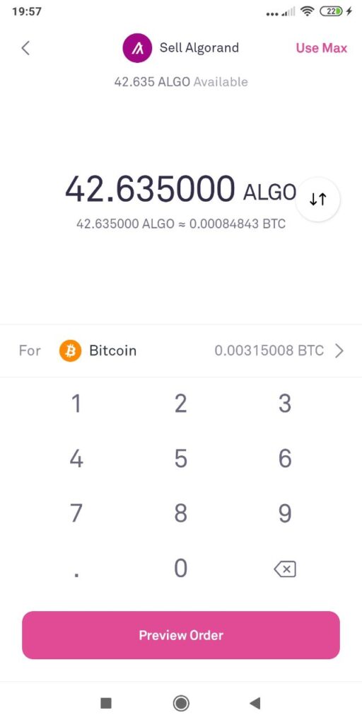 Конвертируем ALGO to BTC