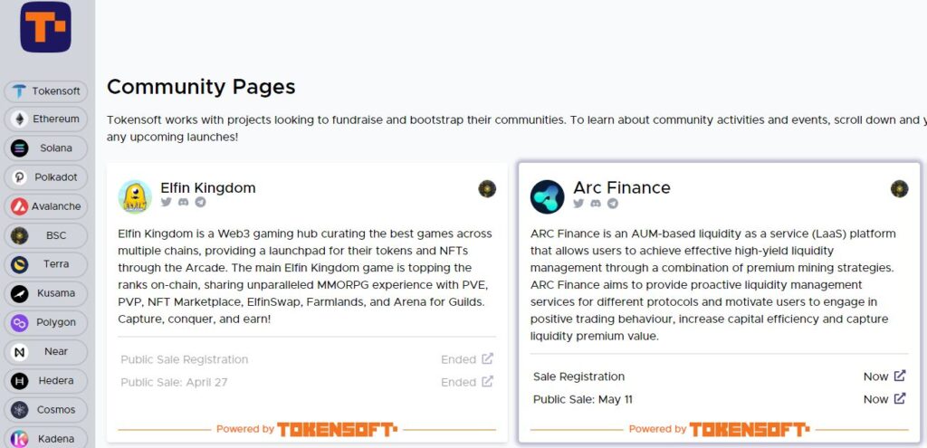 Community Pages on Tokensoft