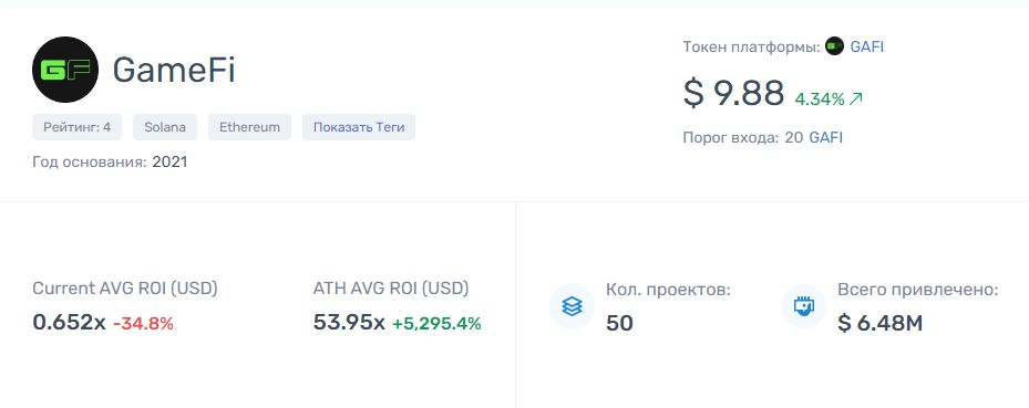 Майданчик GameFi на Cryptorank