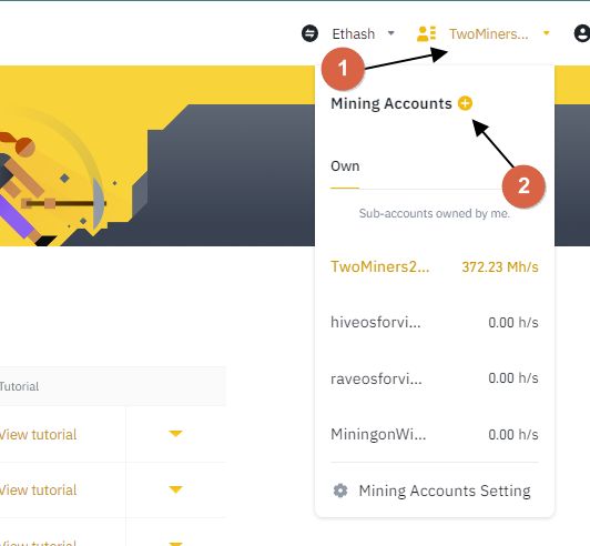 Создаем майнинг аккаунта на алгоритме Equihash