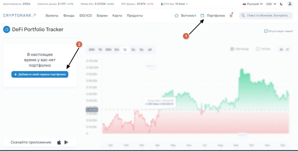 Портфоліо в Cryptorank