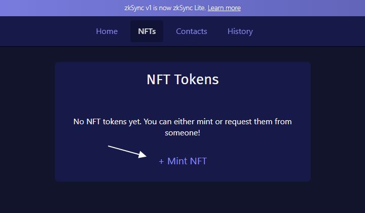 Mint NFT в zkSync Lite