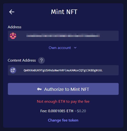 Mint NFT в zkSycn Lite
