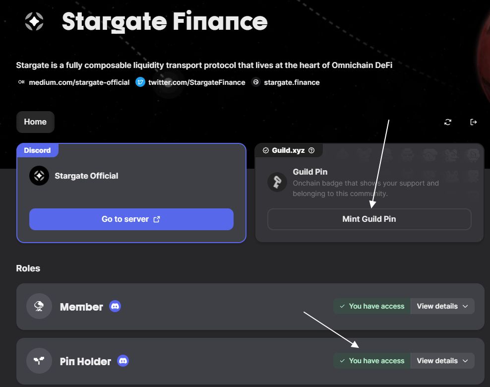 Stargate Finance на Guild