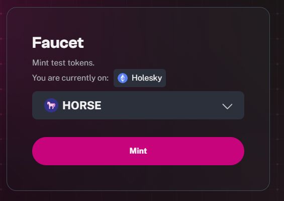 Запрашиваем токены HORSE для сети Holesky