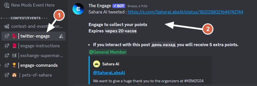 Отримуємо Sahara XP за соціальні завдання в Discord та Twitter